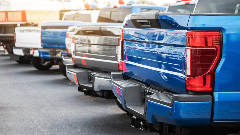 lineup of pickup trucks